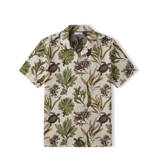 Vintage Sea Turtle Hawaiian Shirt | Coastal Seaweed TT83