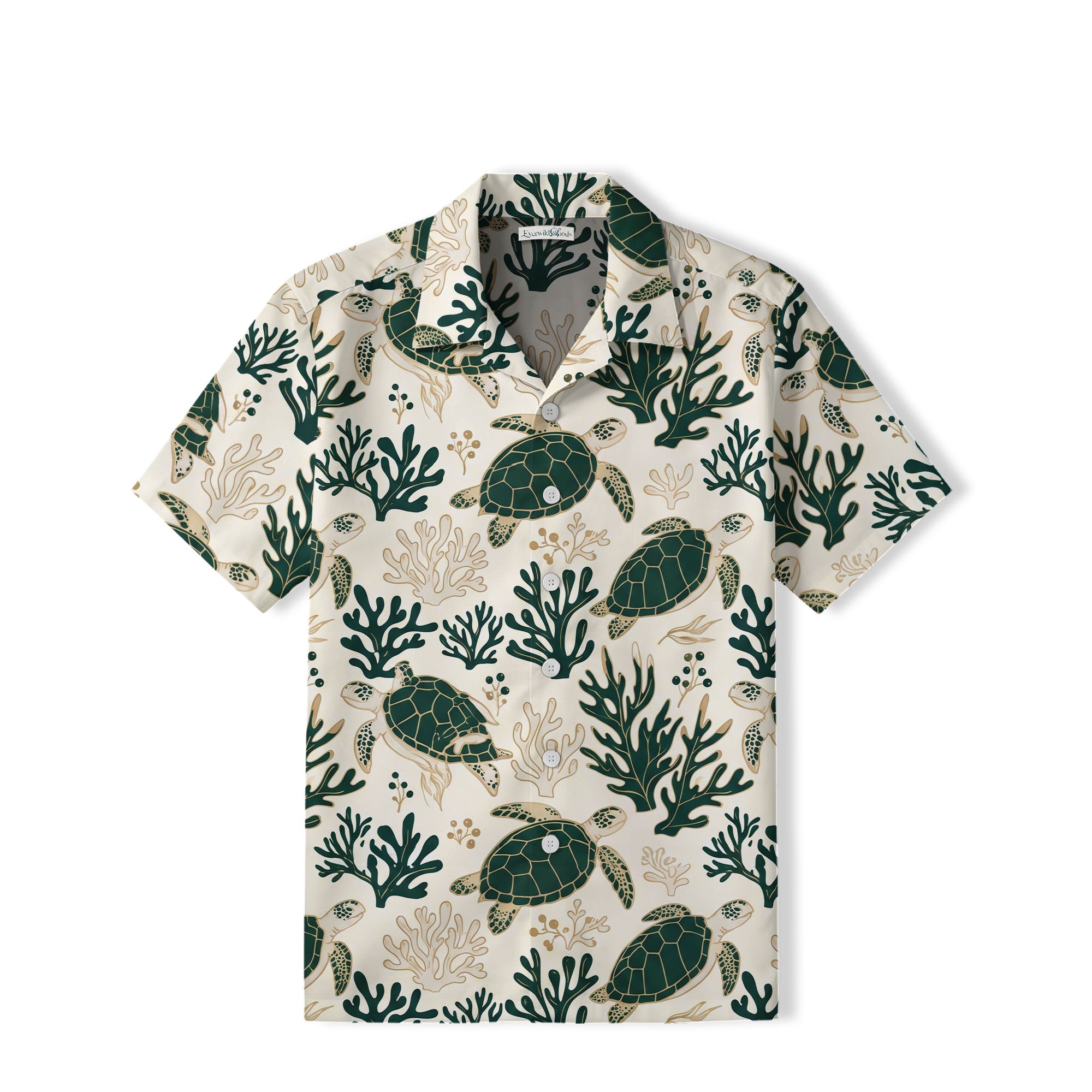 Emerald Sea Turtle Hawaiian Shirt | Coastal Coral TT84