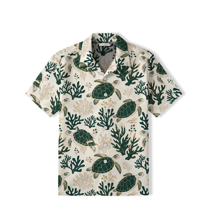 Emerald Sea Turtle Hawaiian Shirt | Coastal Coral TT84
