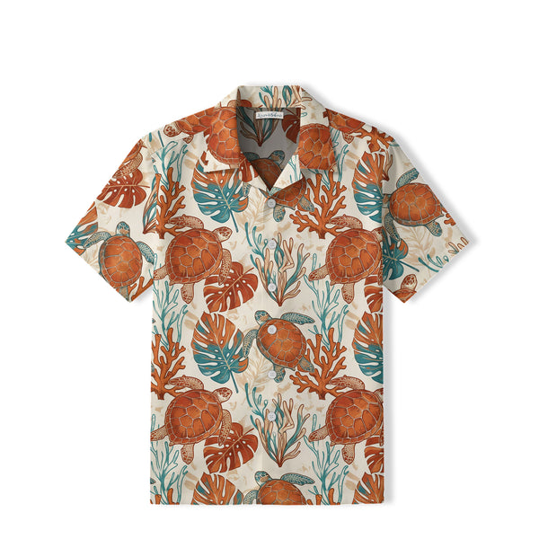 Terracotta Sea Turtle Hawaiian Shirt | Tropical Coral TT89