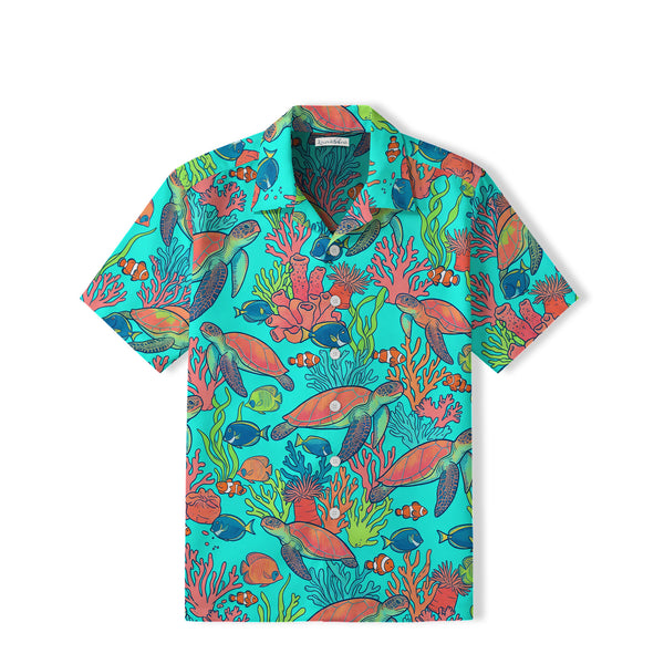 Vibrant Sea Turtle Hawaiian Shirt | Tropical Coral Reef TT90