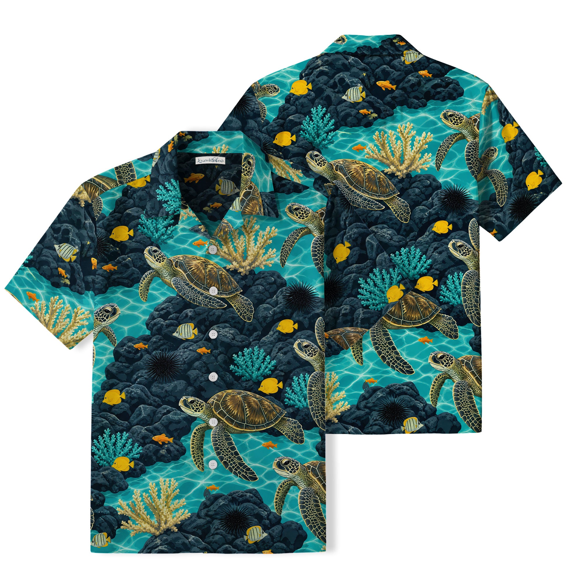 Sea Turtle Coral Reef Hawaiian Shirt | Tropical Lagoon TT47
