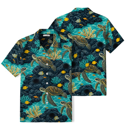 Sea Turtle Coral Reef Hawaiian Shirt | Tropical Lagoon TT47