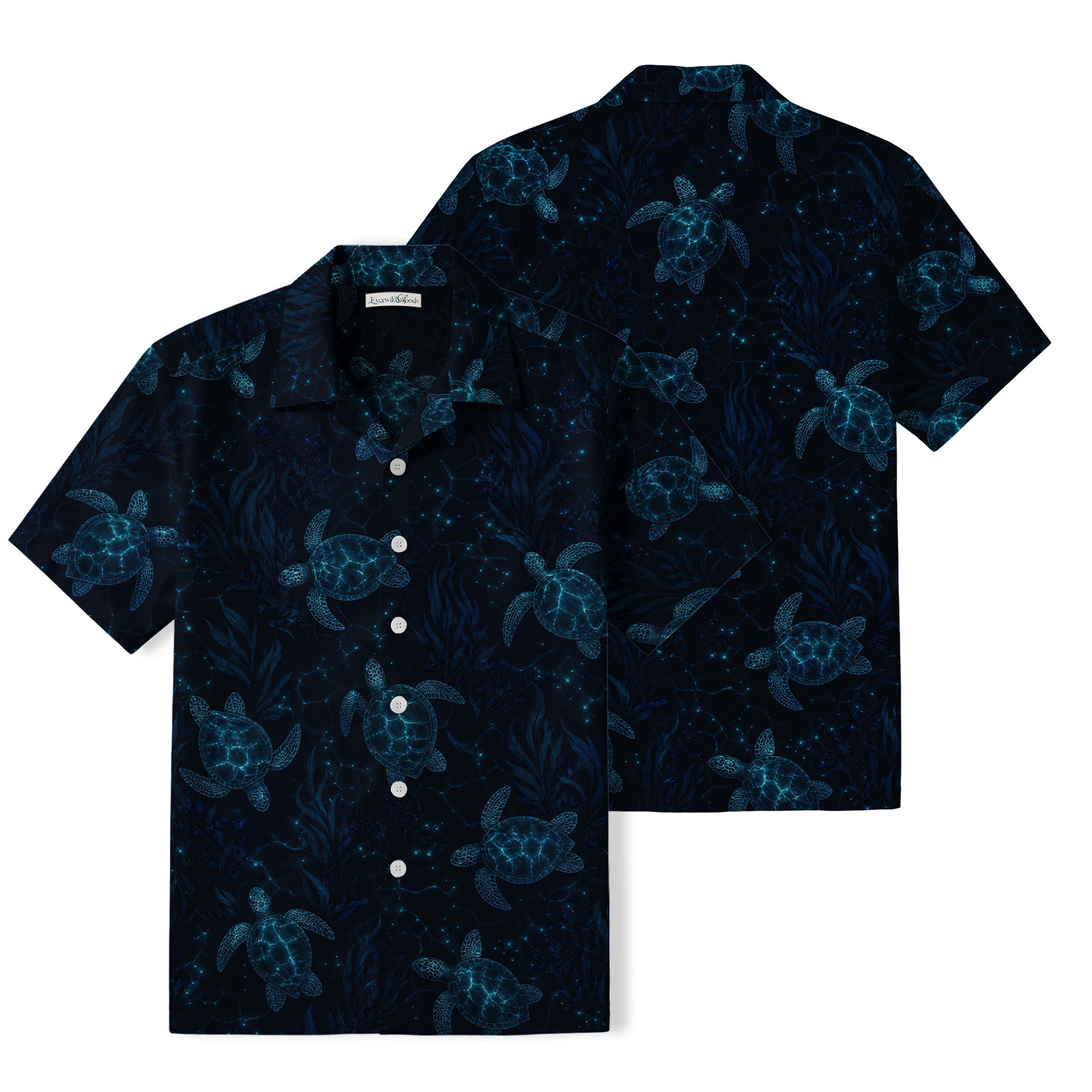 Bioluminescent Sea Turtle Hawaiian Shirt | Deep Ocean TT53