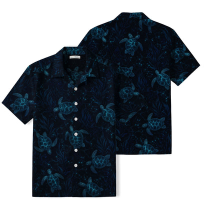 Bioluminescent Sea Turtle Hawaiian Shirt | Deep Ocean TT53