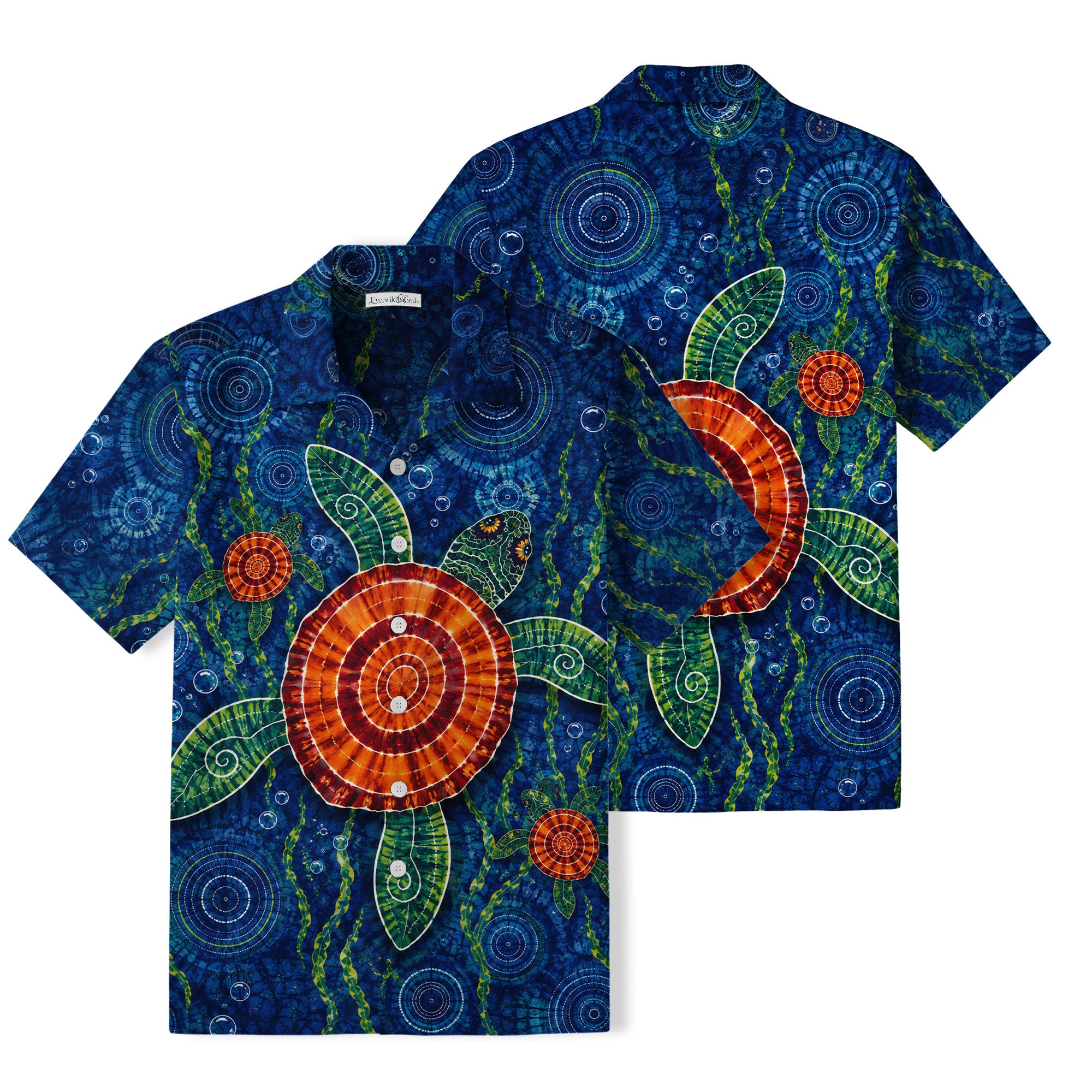 Batik Sea Turtle Hawaiian Shirt | Blue Ocean TT14