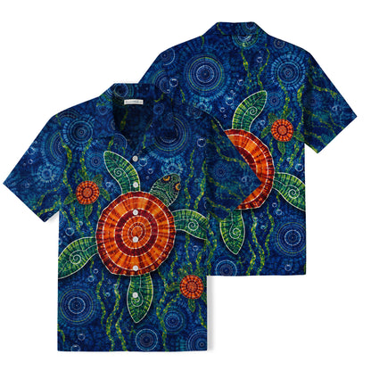 Batik Sea Turtle Hawaiian Shirt | Blue Ocean TT14