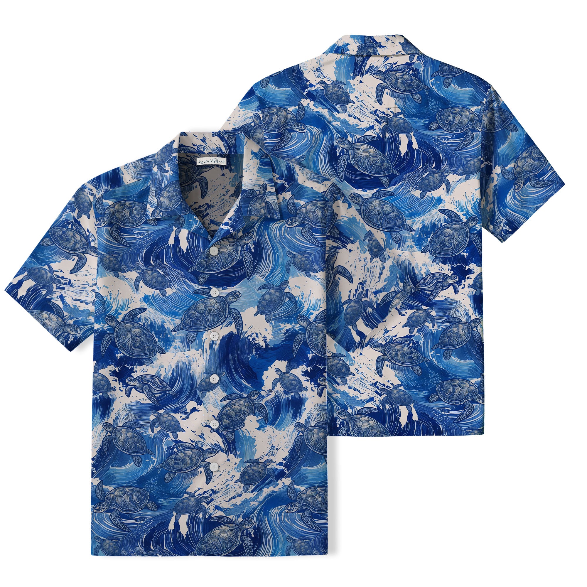 Blue Wave Sea Turtle Hawaiian Shirt | Ocean Art TT15