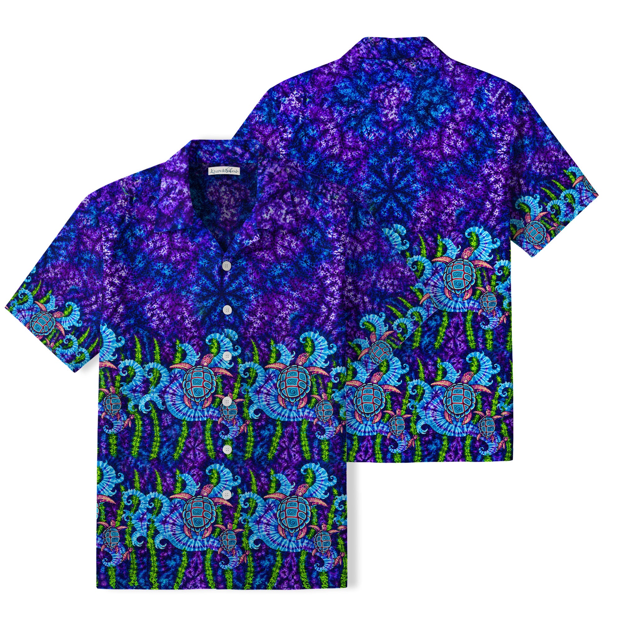 Psychedelic Sea Turtle Hawaiian Shirt | Purple Ocean TT16