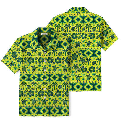 Tropical Sea Turtle Hawaiian Shirt | Yellow Green Tie-Dye TT19