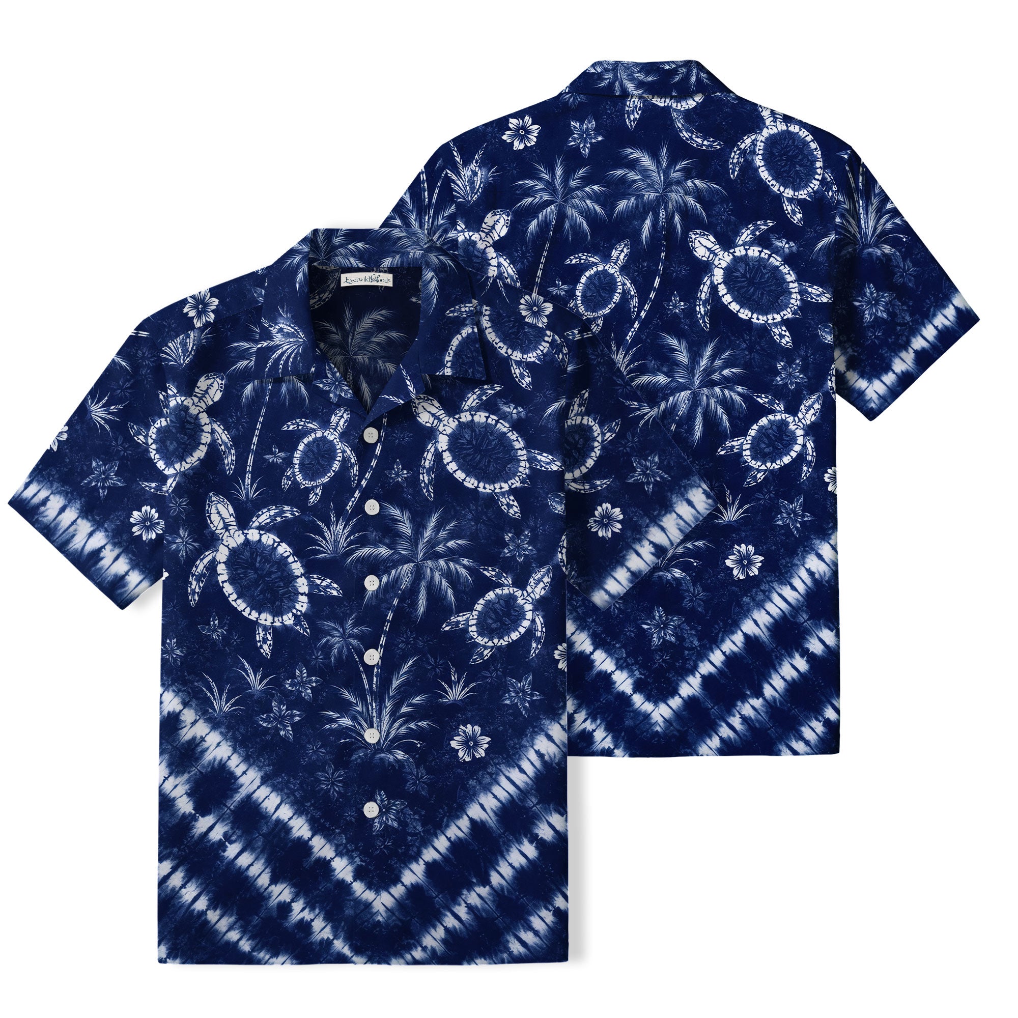 Indigo Sea Turtle Hawaiian Shirt | Tropical Tie-Dye TT28