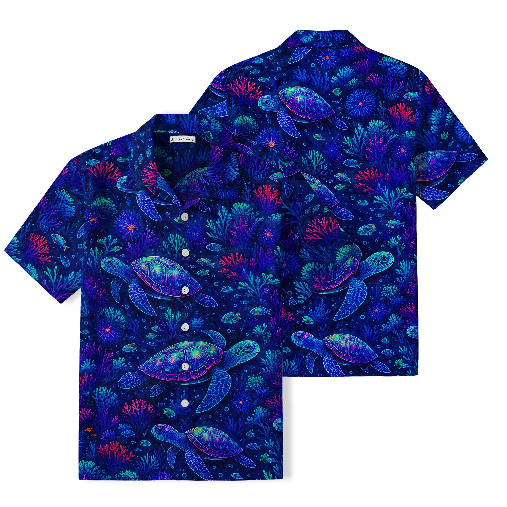 Neon Sea Turtle Hawaiian Shirt | Colorful Coral Reef TT31