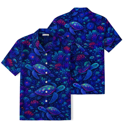 Neon Sea Turtle Hawaiian Shirt | Colorful Coral Reef TT31