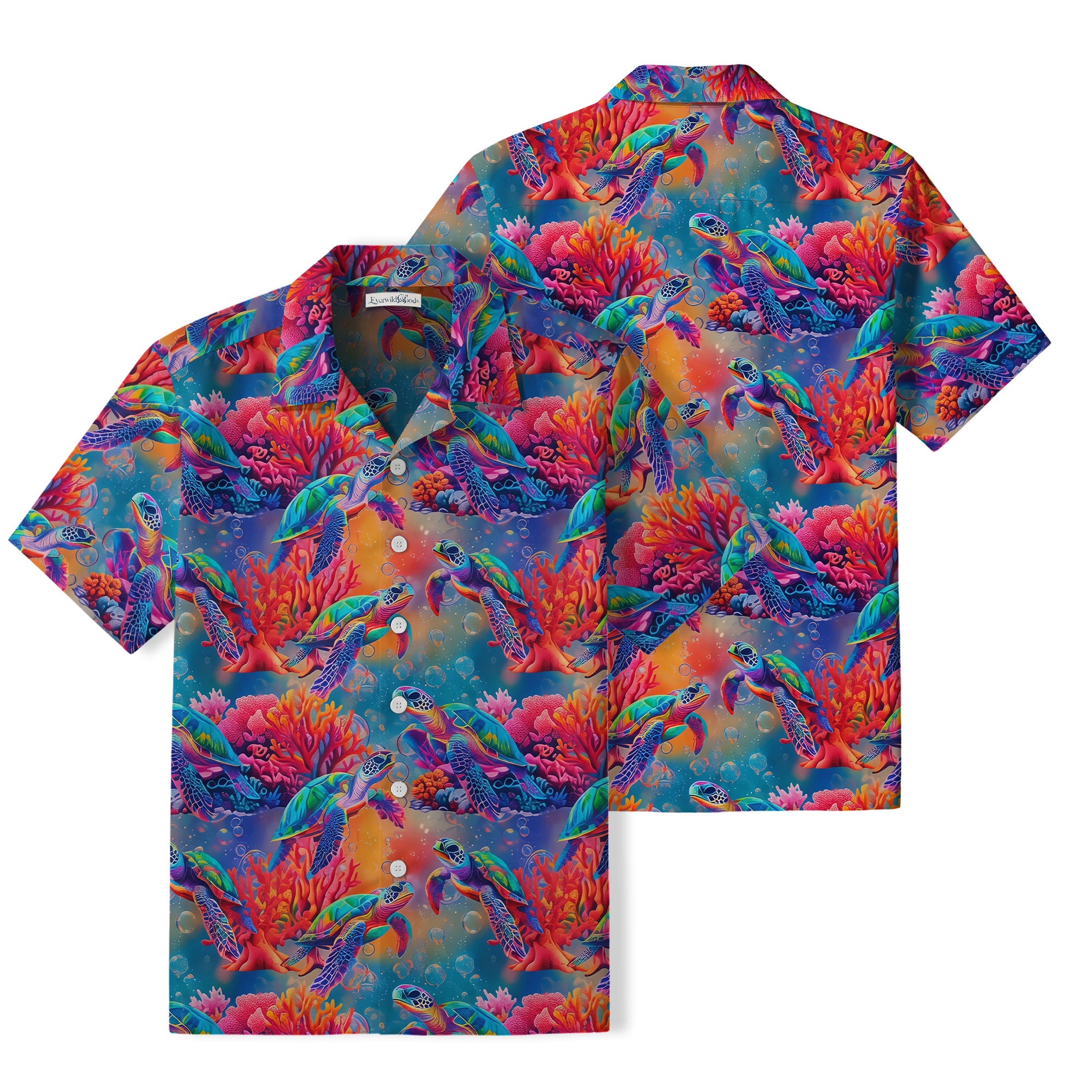 Colorful Sea Turtle Hawaiian Shirt | Vibrant Coral Reef TT33