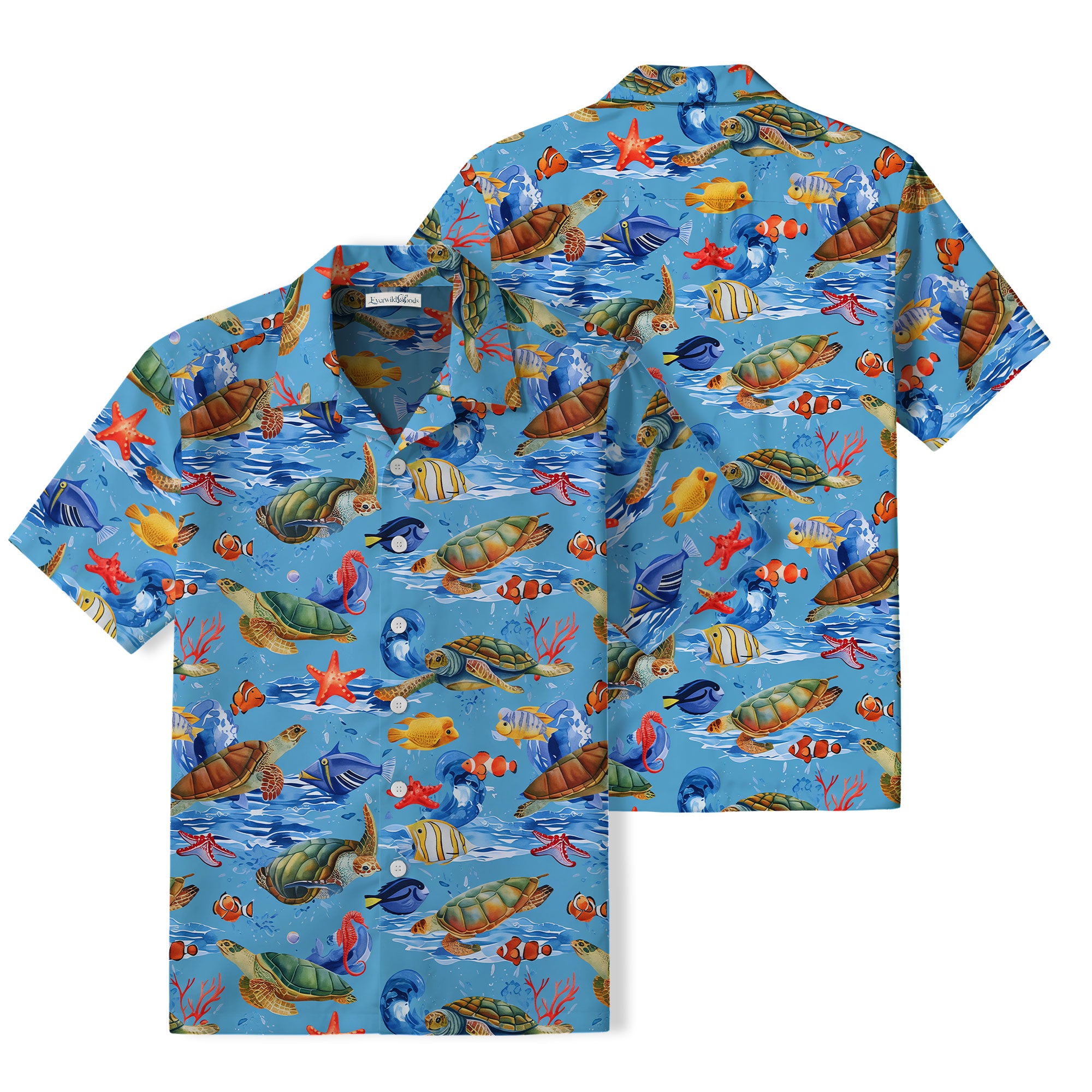 Colorful Sea Turtle Hawaiian Shirt | Vibrant Coral Reef TT34