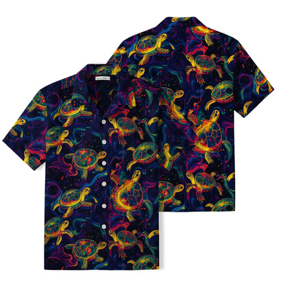 Psychedelic Sea Turtle Hawaiian Shirt | Neon Ocean Art TT35