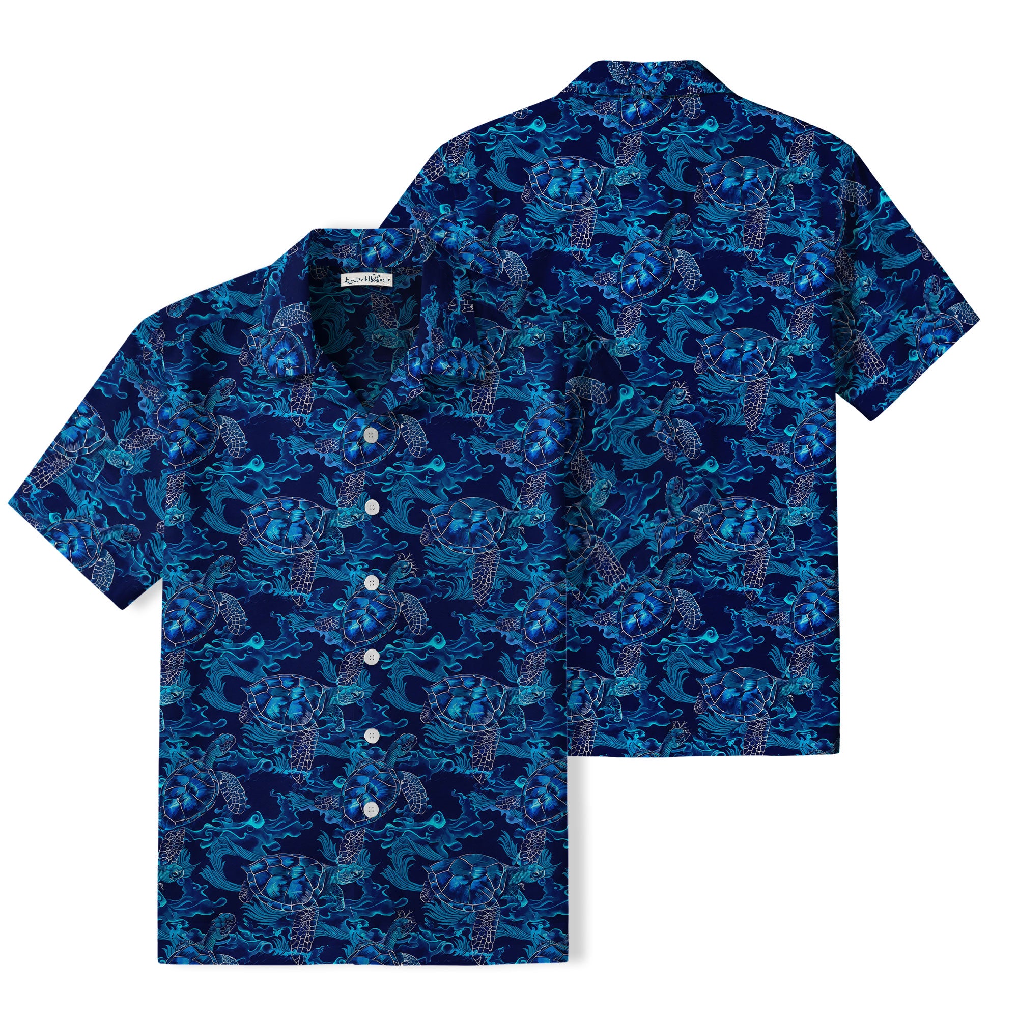 Blue Sea Turtle Hawaiian Shirt | Deep Ocean Waves TT37