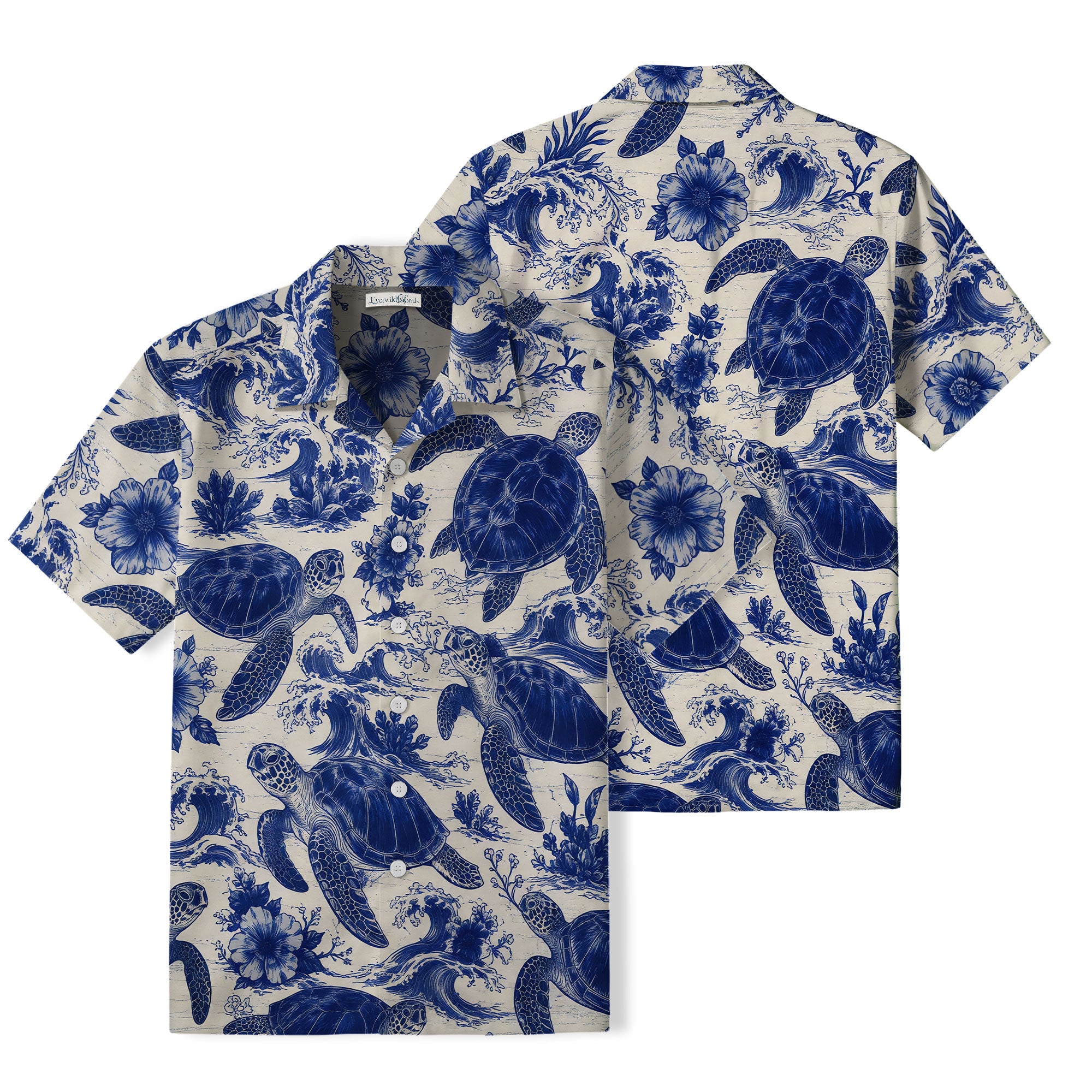 Blue Sea Turtle Hawaiian Shirt | Ocean Hibiscus TT41