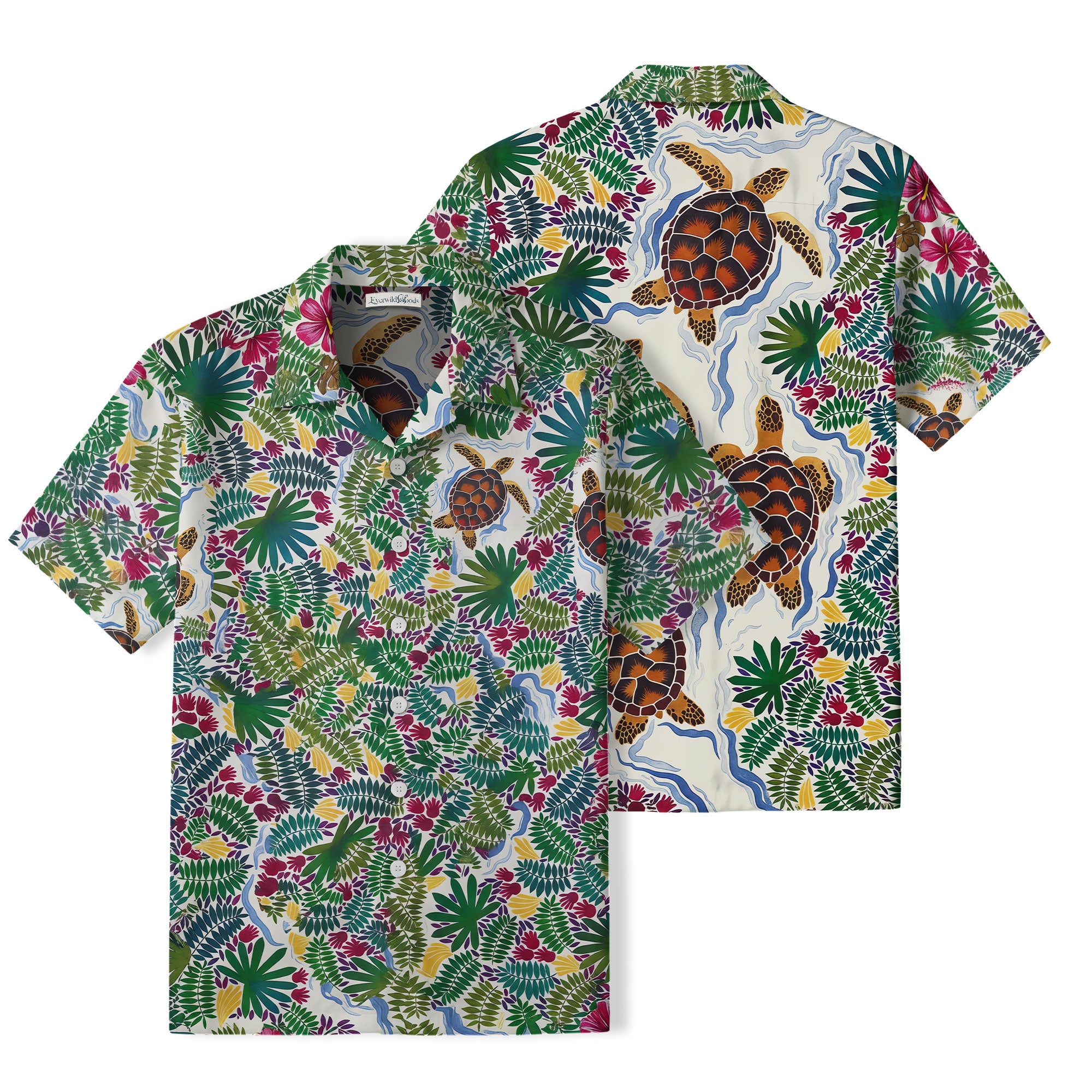 Tropical Sea Turtle Hawaiian Shirt | Botanical Garden TT42