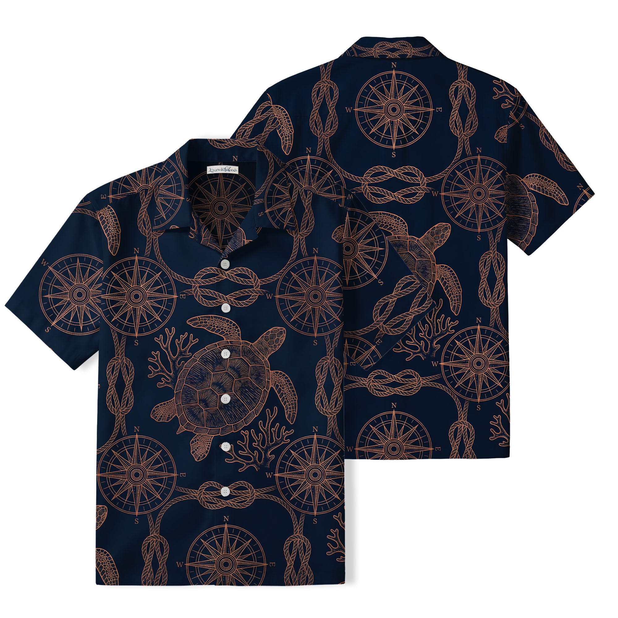 Nautical Sea Turtle Hawaiian Shirt | Compass & Rope TT76