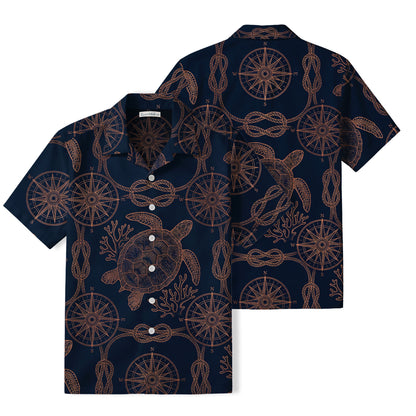 Nautical Sea Turtle Hawaiian Shirt | Compass & Rope TT76