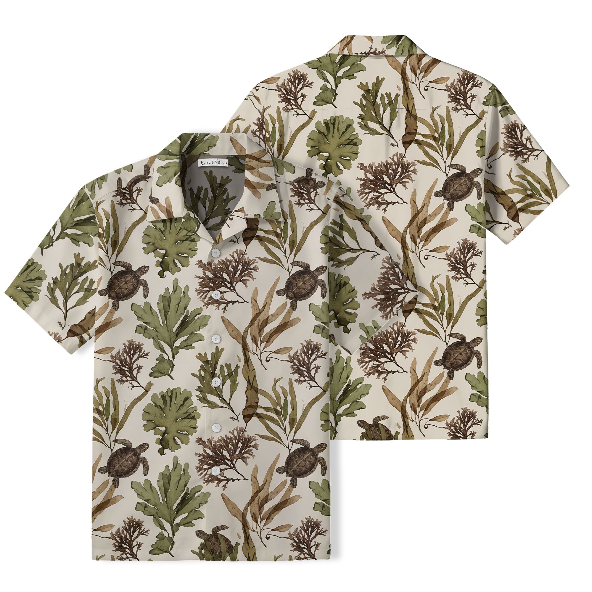 Vintage Sea Turtle Hawaiian Shirt | Coastal Seaweed TT83