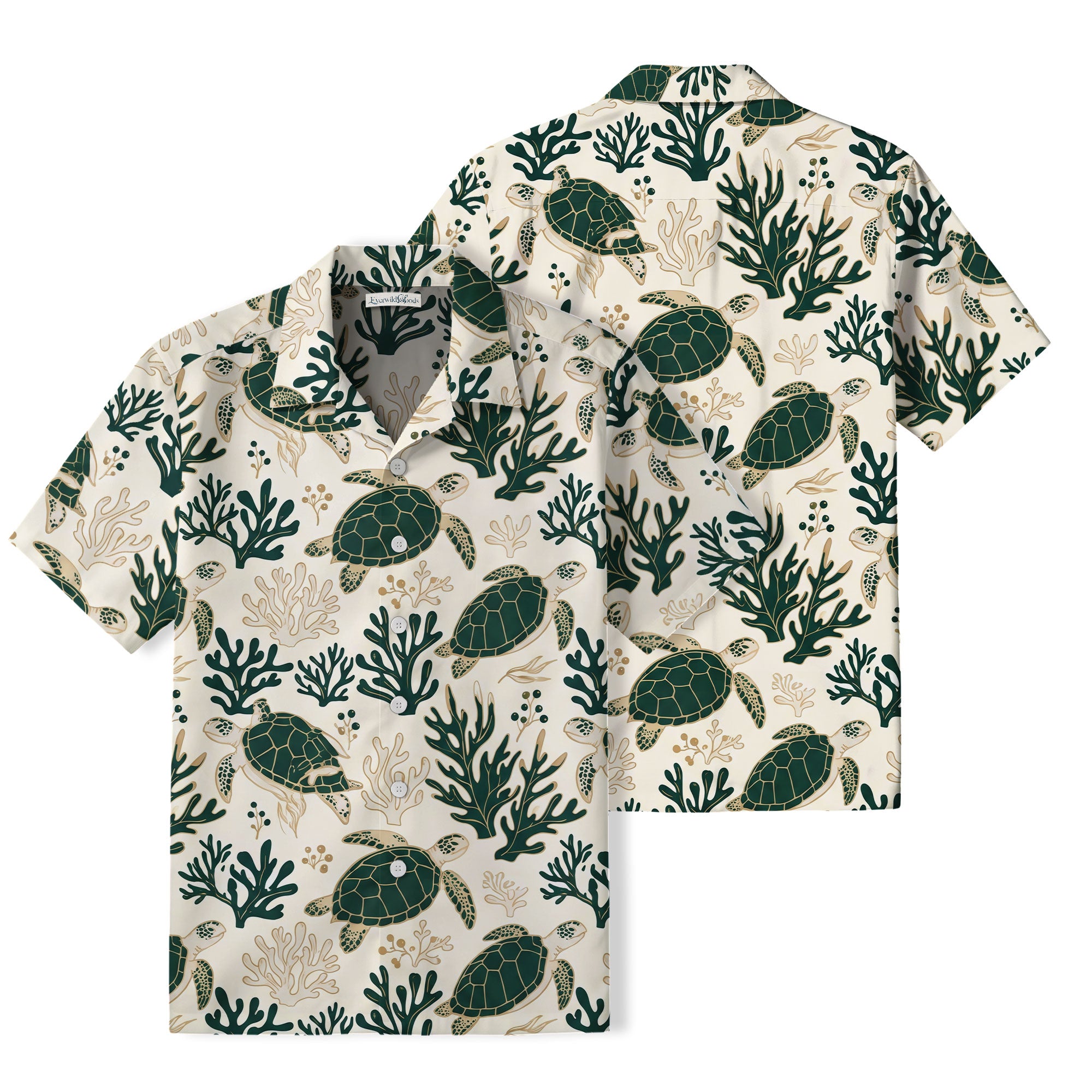 Emerald Sea Turtle Hawaiian Shirt | Coastal Coral TT84