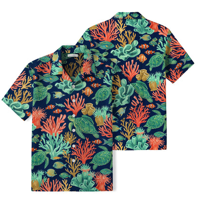 Tropical Sea Turtle Hawaiian Shirt | Colorful Coral Reef TT85