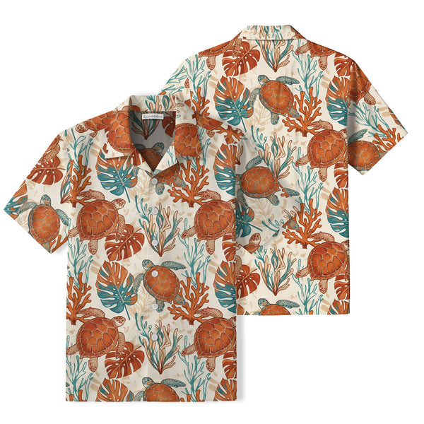 Terracotta Sea Turtle Hawaiian Shirt | Tropical Coral TT89