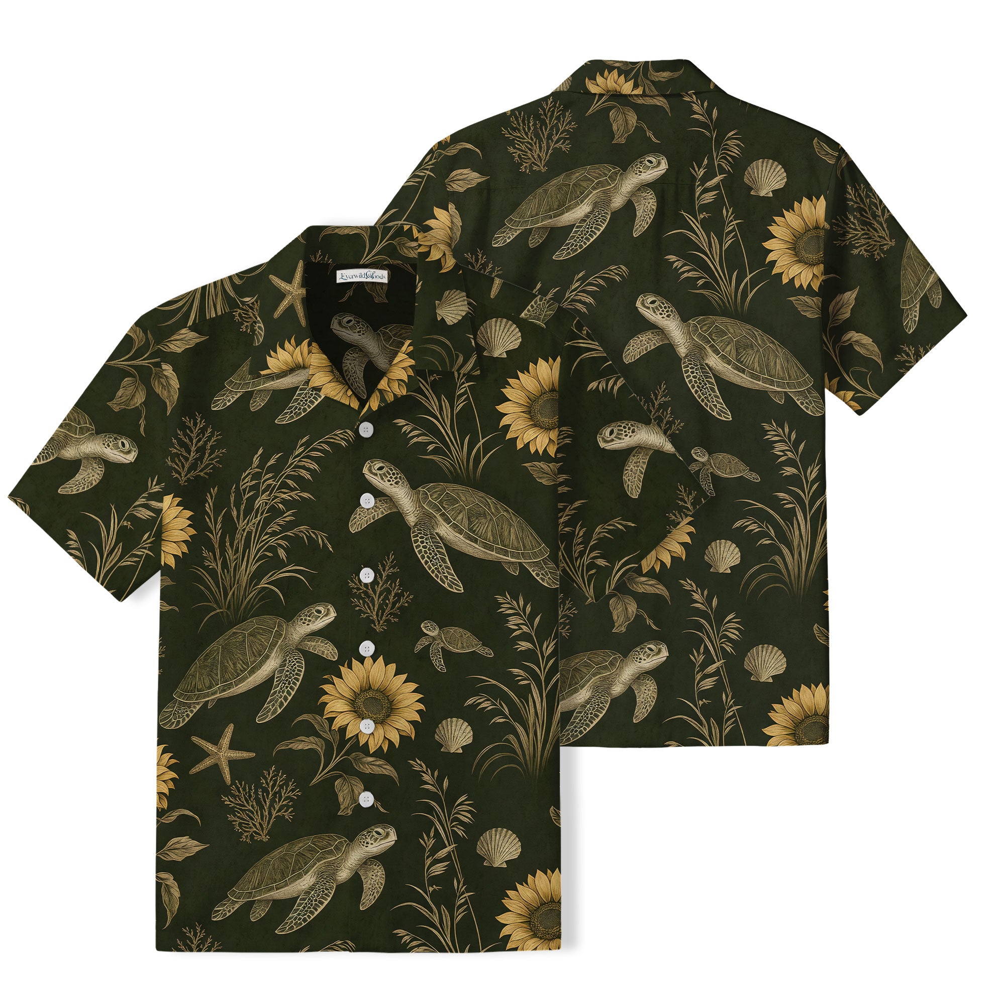 Vintage Sea Turtle Hawaiian Shirt | Sunflower Coastal TT94