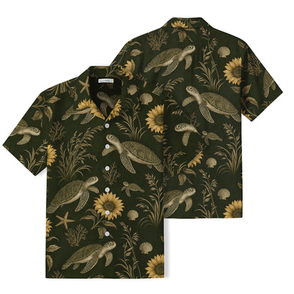 Vintage Sea Turtle Hawaiian Shirt | Sunflower Coastal TT94